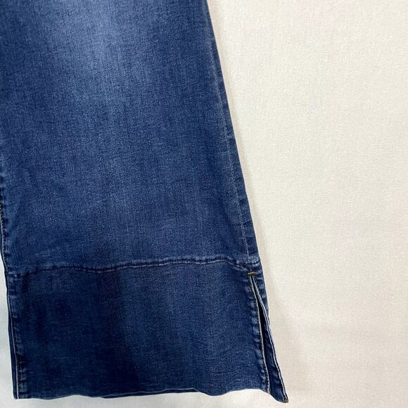 Rock & Roll Cowgirl High Rise Palazzo Flare Jeans Dark Wash Slit Hem - Size 27 - Picture 4 of 11